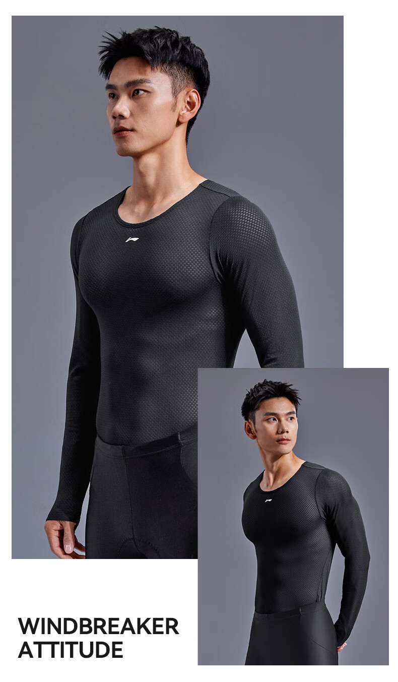 Li-Ning Men's Sweat-Wicking Long-Sleeve Quick-Dry Shirt, Cycling Jersey, Base Layer, Road Bike Top, Breathable And Sweat-Absorbing Garment 9