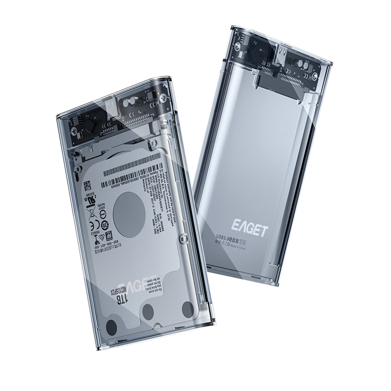 EAGET 2.5-Inch Hard Drive Enclosure, SATA Port, Type-C High-Speed Transfer, USB 3.0, for Laptops And Mechanical/Solid State Drives, External Fully Transparent Hard Drive Case, 6Gbps E16