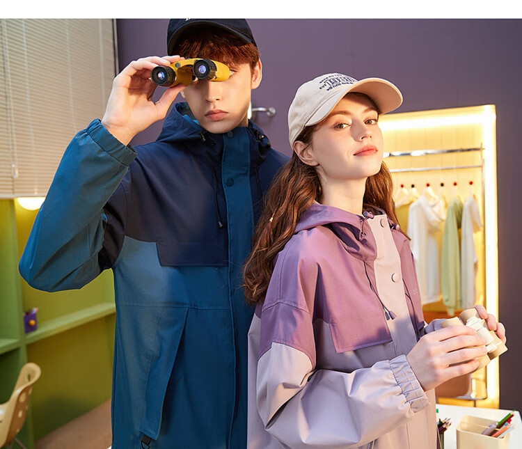 TonLion Spring And Autumn New Men's Jacket, Patchwork Hooded Outdoor Coat, Loose-Fitting Versatile Workwear Jacket 2