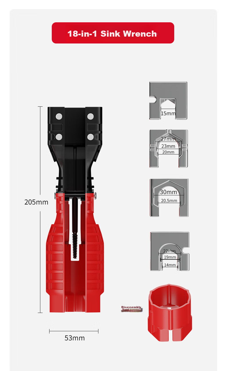 DELIXI Sink Wrench, Bathroom-Specific Twenty-Four-In Multifunctional Faucet And Pipe Loosening Tool, Installation Tool 13
