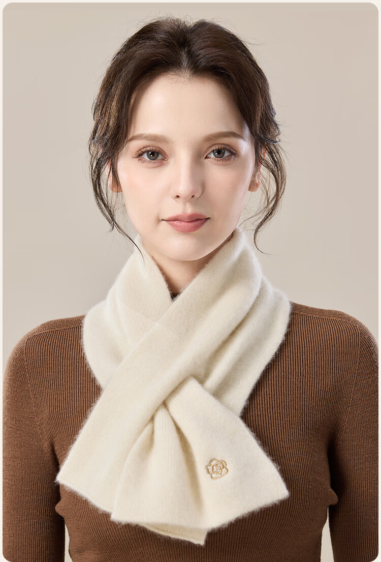 JIUMU 100% Cashmere Scarf for Women, Autumn And Winter Warm Neck Warmer, Gift for Women Or Mothers, Birthday Present Gift Box 15