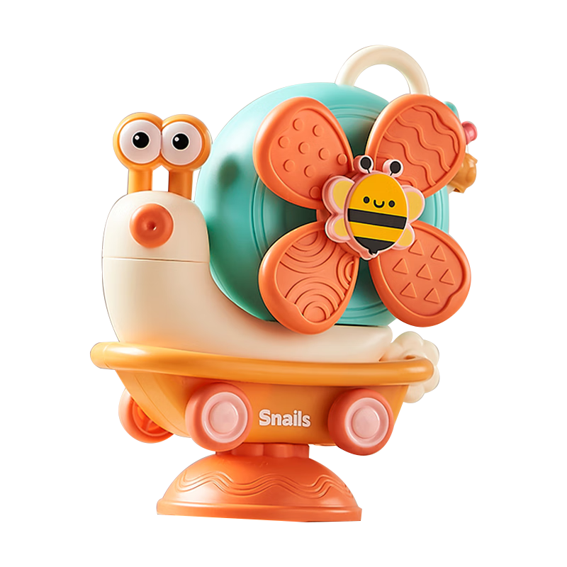 Dimoarch Baby Toy Windmill Snail Rotating Playset, Dining Table Suction Cup Soothing Device, Rattle, Infant Comforting Birthday Gift Orange