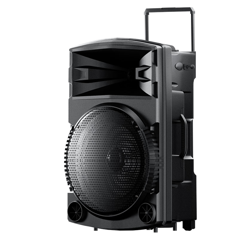 Newmine N521 Square Dance Speaker, High-Power Subwoofer, Outdoor Loud Volume Karaoke Bluetooth Trolley Speaker, Portable Mobile Street Vending Horn with Dual Microphones And Adapter, 12-Inch