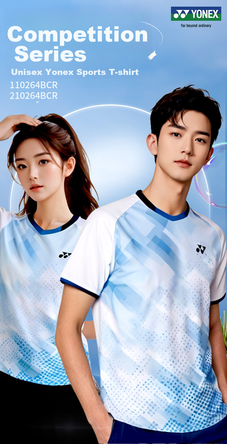 YONEX Badminton Shirt for Competition Training, Running, Fitness, Sweat-Wicking, Breathable Short Sleeve for Women 210284BCR White O 22