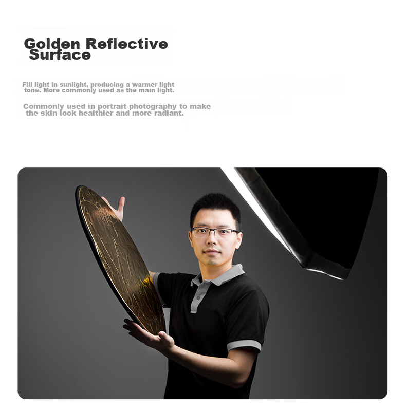 AMBITFUL Zhijie 80*120cm Two-In Gold And Silver Reflective Board, Photography Prop, Fill Light Board, Folding Diffusion Board, Light Control Board, Soft Light Board, Photography Equipment 3