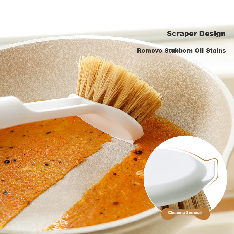 Щетка для кастрюли MARYYA с длинной ручкой, 1 шт., для чистки посуды, натуральный сизаль, для антипригарных покрытий, кухонный инструмент