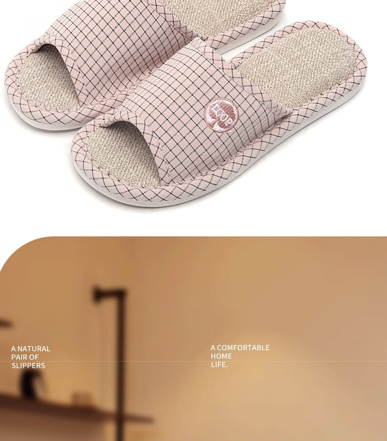 Huameijianbu Linen Slippers, Indoor Non-Slip, All-Season, Sweat-Absorbing, Breathable Cotton And Linen Slippers, HM6106, Gray, Size 42-43 3