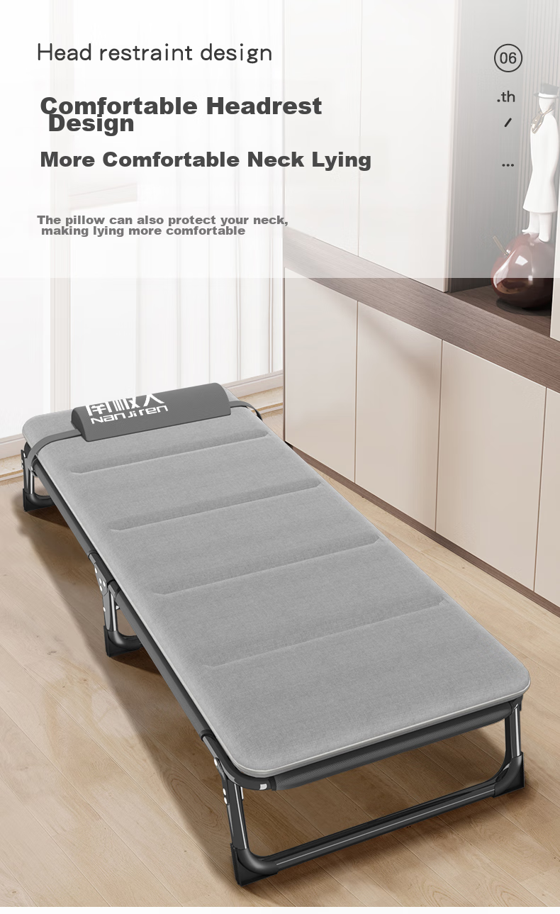 Nanjiren Folding Bed Single Bed Office Nap Bed Military Cot Accompanying Care Bed Two-Fold Bed with Comfortable Cotton Pad 6