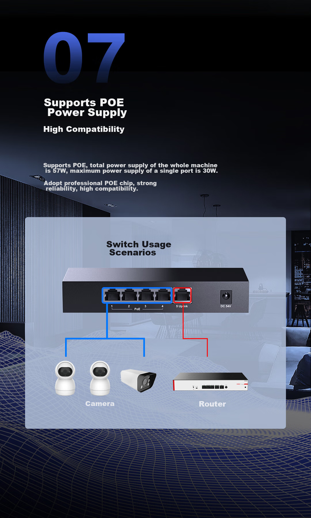 H3C 8-Port Gigabit POE Switch, Enterprise-Level Network Monitoring Splitter Diverter Hub, PoE Power Supply 125W S1208V-HPWR 6