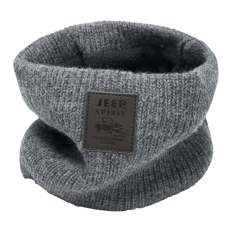 JEEP Men's Hooded Scarf with Fleece Lining for Warmth, Knitted Neck Warmer for Autumn And Winter, Cold-Proof Neck Gaiter Scarf A0636