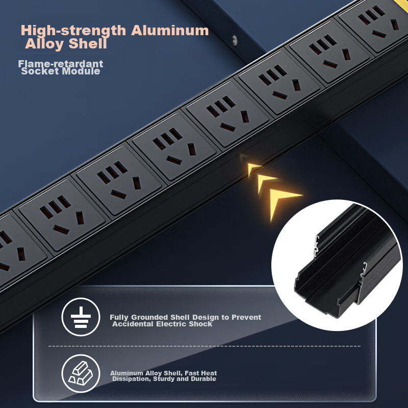 Santuo TS8108 Cabinet PDU Socket Power Strip, 10A Input, 8 Outlets, 10A Output, New National Standard Holes, SPD Holes, Lightning Protection Module, 1.5 Square Wire Core, 2500W 7
