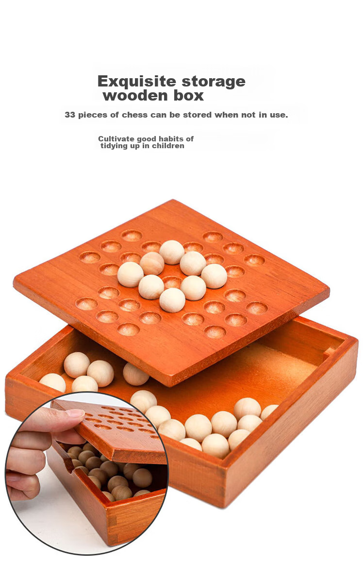 Zihu Single-Player Noble Chess, Independent Diamond Chess, Single-Player Board Game, Children's Wooden Toy, Classical Kong Ming Chess 6