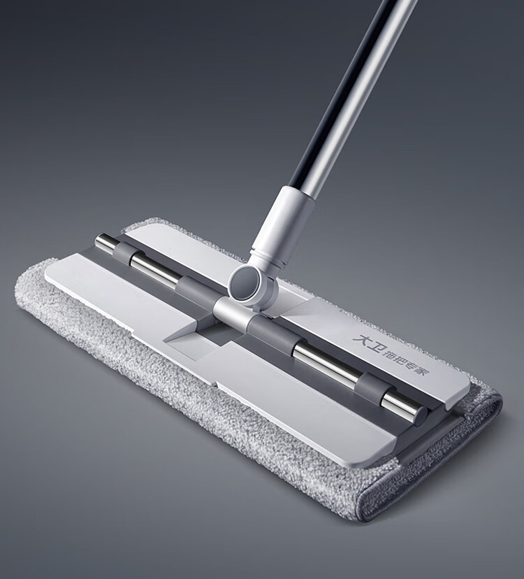 Dawei Cloth-Clamped Flat Mop, 39.5cm Handle Length, 135cm Total Length, Large Cloth Set with Extra Cloth, Jumbo Size, Snap-Button Design P8 1