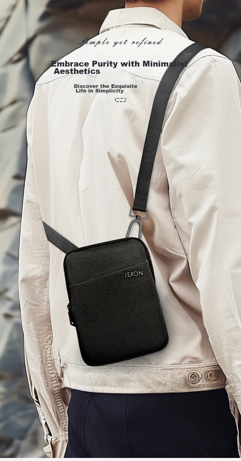 LEXON Casual Crossbody Bag for Men, Shoulder Phone Bag, Business Sports Lightweight Commuter Versatile Cowhide Small Backpack Gift 4
