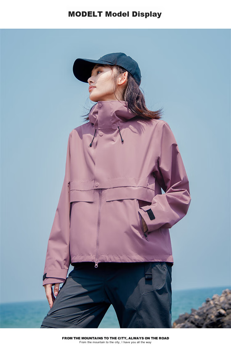 Pioneer Camp Breathable Windproof Waterproof Jacket for Women, Autumn Outdoor Breathable Windproof Waterproof Travel Hiking Coat, Light Apricot Color, XXL 13