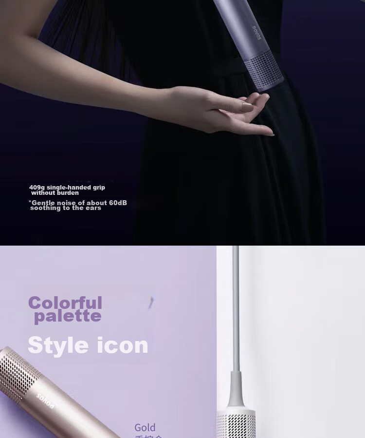 POVOS High-Speed Hair Dryer for Home Use, Negative Ion Hair Dryer, High-Power Quick-Drying Low-Noise PH9909 Amethyst Crystal Birthday Gift for Girlfriend Or Wife 9