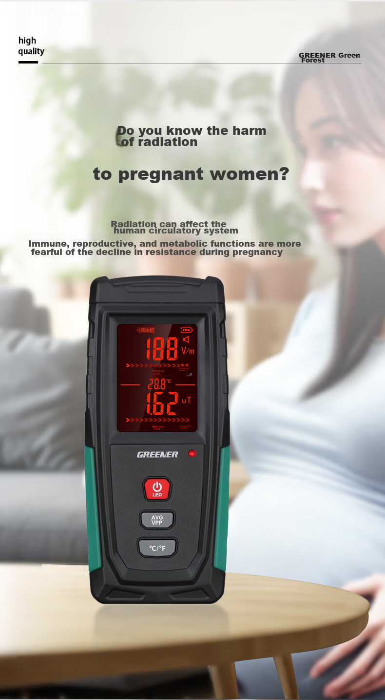 GREENER Electromagnetic Radiation Detector High-Frequency Electromagnetic Wave Radiation Meter Household Radiation Measurement Instrument Detector Magnetic Field Tester 8
