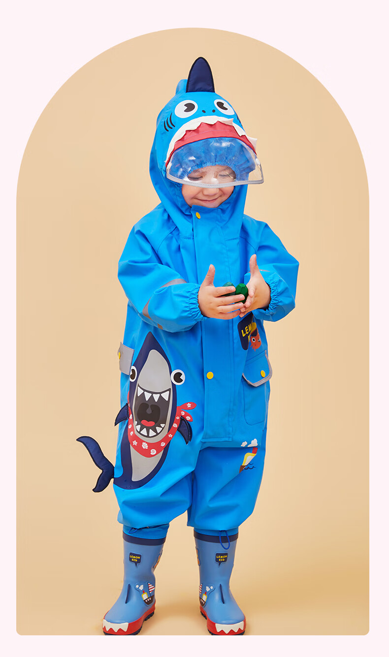 Lemonkid Children's Raincoat for Boys And Girls, Baby Rain Poncho, Elementary School Student Rain Gear, Tiana Rainbow Star Rabbit One-Piece, XL 28