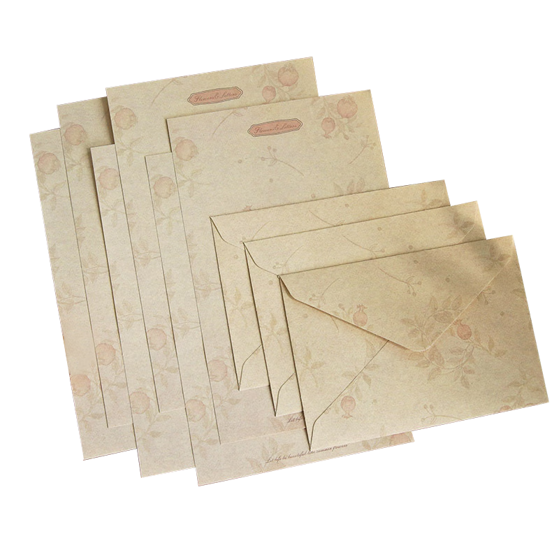 Shiluode Vintage Floral Love Letter Set with Envelopes And Sealing Stickers, Thick A5 Artistic Stationery, 6 Sheets of Paper And 3 Envelopes