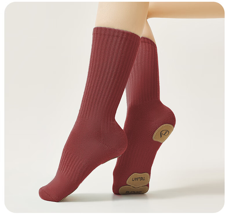 TIEJIAN Modern Dance Socks, Non-Slip Classical Ballet Practice Socks for Men And Women, Chinese Dance Thick Mid-Calf Socks, Black 12