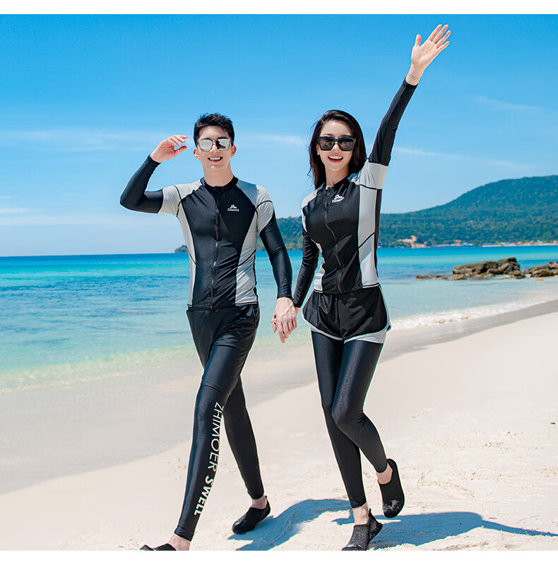 Yifu Quick-Dry Sun Protection Wetsuit for Men, Two-Piece Long Sleeve And Pants Set, Snorkeling Suit, Couple's Swimwear, Women's Surfing Suit 11