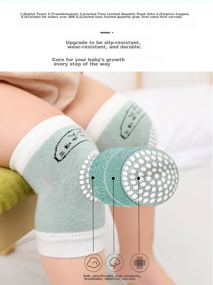 9I9 Baby Knee Pads, Crawling Fall Prevention Elbow Pads, 3 Pairs, Infant Walking Knee Protectors, Breathable Mesh Knee Sleeves Set, A58 7