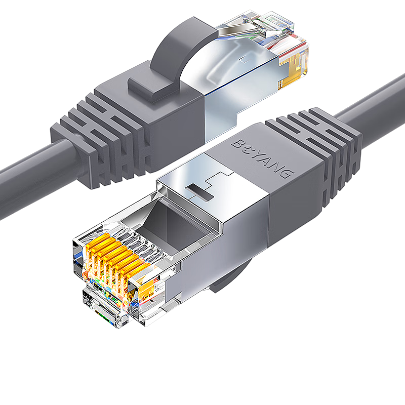 BOYANG , CAT5e Shielded Network Patch Cable, FTP Gigabit Ethernet Cable, Oxygen-Free Copper Twisted Pair, 5 Meters, Data Center And Home Installation Cable, Pre-Made Network Cable, Gray, BY-505HP