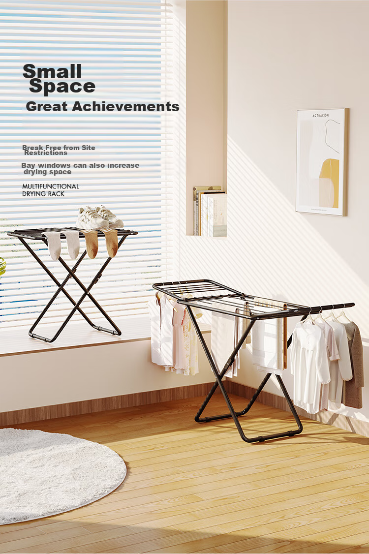 QIAONAMEI Foldable Clothes Drying Rack, No Installation Required, Balcony Quilt Drying Stand, Clothes Hanger, Model 4262 5