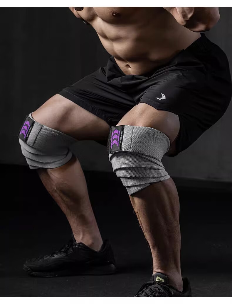 FITTER GEAR Men's Weightlifting Knee Sleeves Elastic Squat Knee Wraps Powerlifting Training Support Gear 9