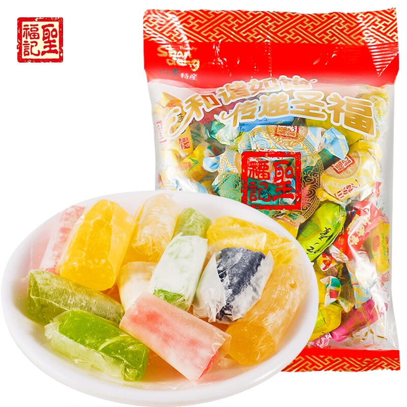 圣福记高粱饴拉丝软糖水果味 500g 正宗山东特产 老式糖果 怀旧零食