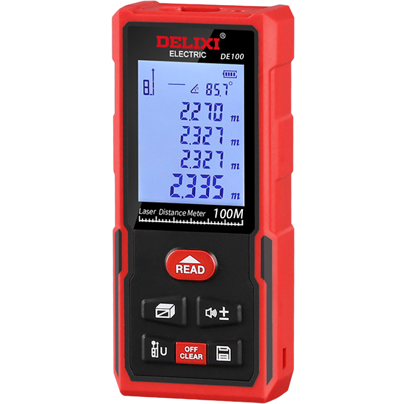 DELIXI ELECTRIC Laser Distance Meter, Rechargeable Voice Version, Electronic Measuring Device for Home Use, Electronic Ruler for Measuring Rooms, Red Light, 100 Meters