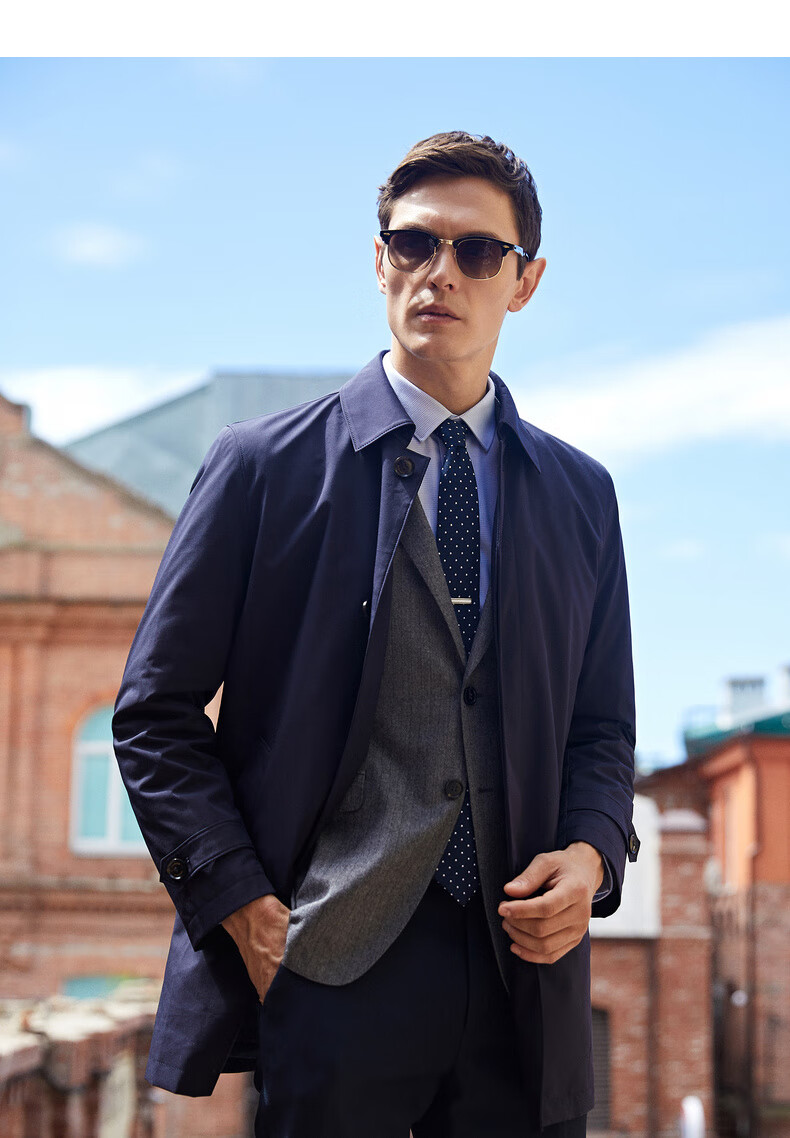 YOUNGOR [Detachable Goose Down Inner Liner Windbreaker] Autumn And Winter Executive Coat, Navy Blue (New), XL (180/100A) 16