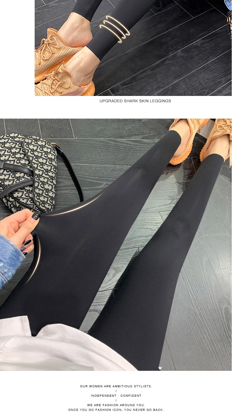 LangSha Shark Skin Leggings for Women, High-Waisted Thin Spring And Autumn Style, Tummy Control Slimming Tight-Fitting Sports Yoga Pants for Outdoor Wear 16