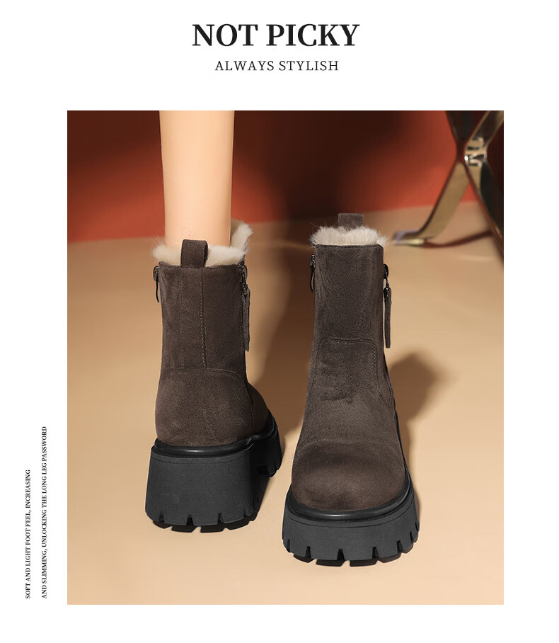 Daphne Women's Snow Boots Fleece Lined Thickened Northeast Cotton Shoes Thick Sole Ankle Boots Brown 37 4023608073 5