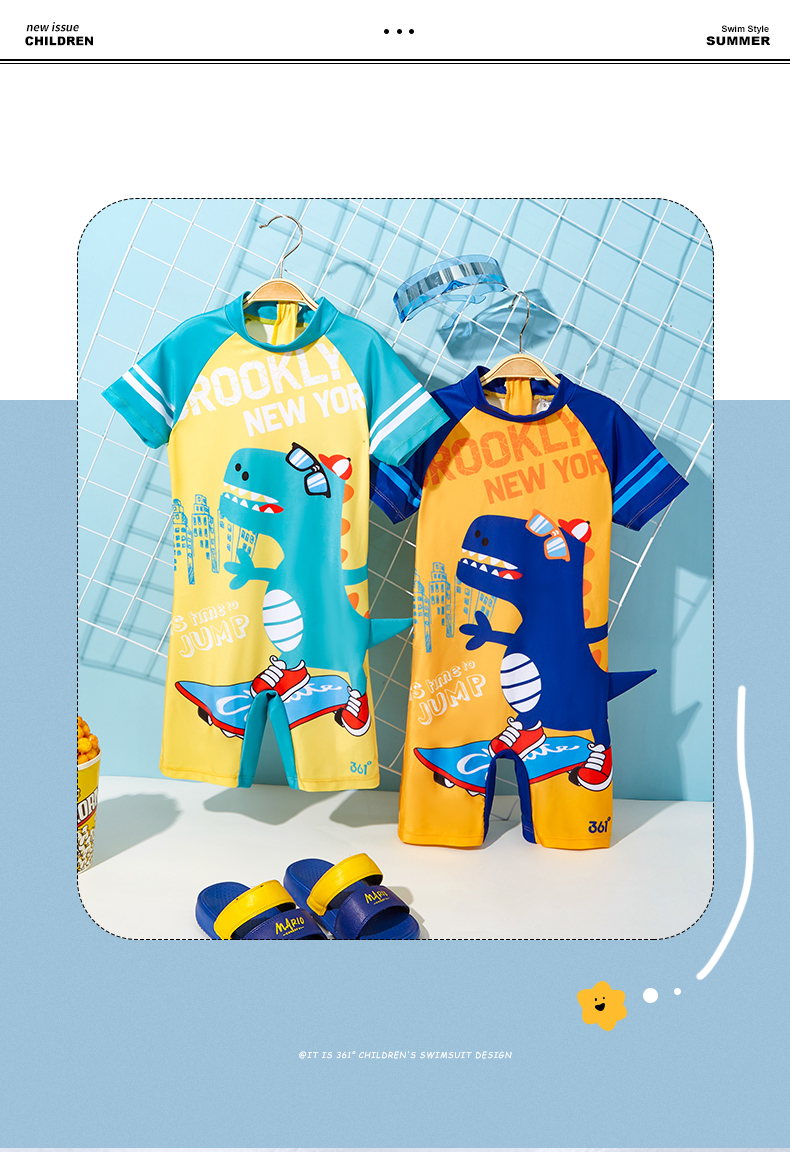 361° Children's Swimsuit, Boys' One-Piece Swimwear, Cartoon Cute Design for Young Kids, Summer Swimming Suit, Baby Hot Spring Bathing Costume 4
