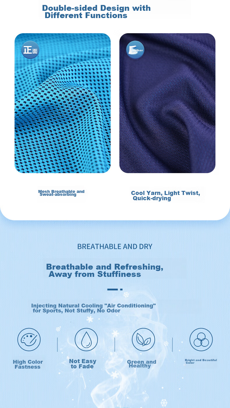 Grace Cooling Sports Towel, Running Fitness Quick-Dry Cool Towel, Ice-Cool Antibacterial Military Training Wristband Sweat-Absorbing Towel, Navy Blue 4