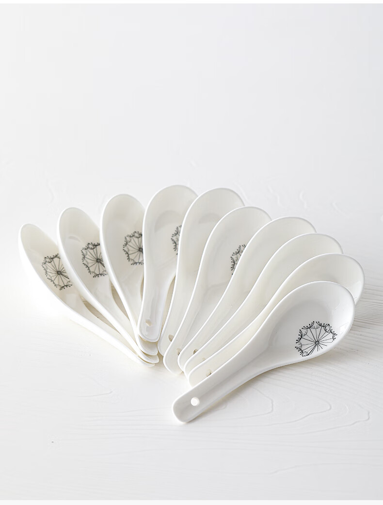 SUSHI CERAMICS Dandelion Series Small Soup Spoons Set of 10 7