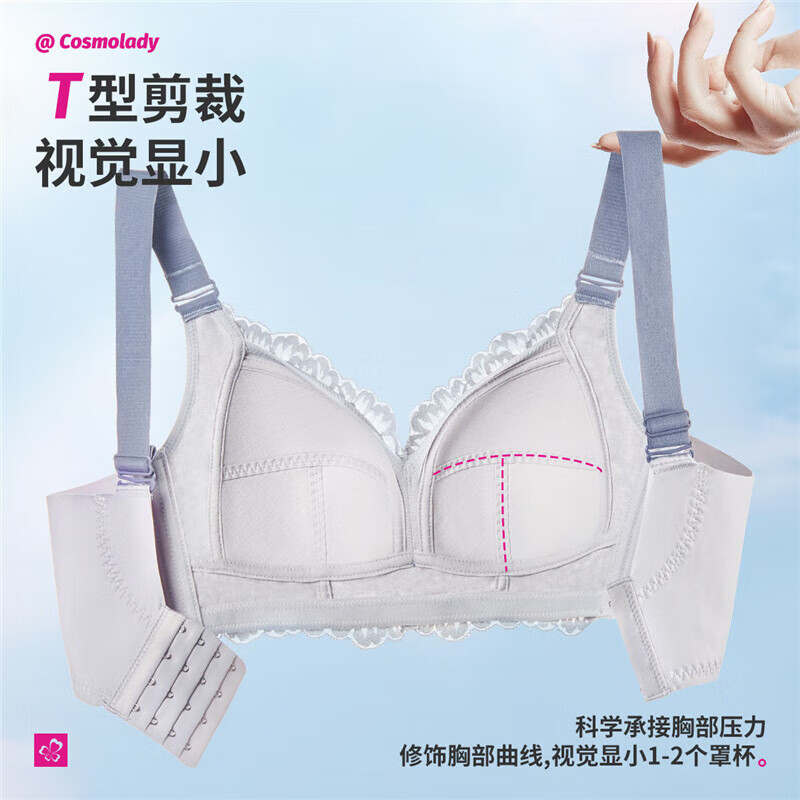 Бюстгальтер Dushiliren, бесшовный, тонкий, на косточках, с тонкой чашкой, дышащий, кружевной, женский, для большой груди, минимизирующий, 2B13A3, зеленый, 75D