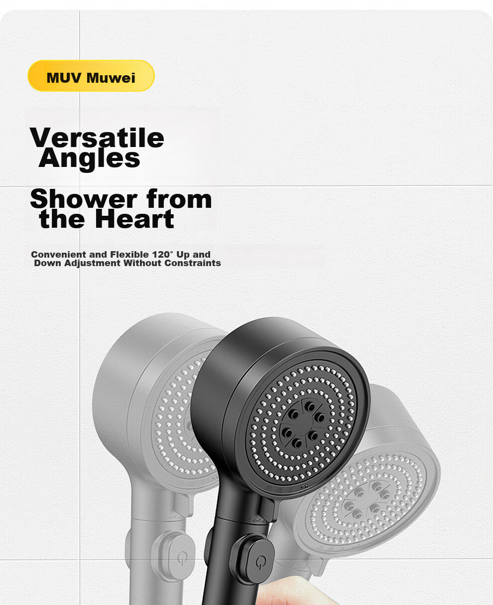 Muvi Shower Head Holder, No Drilling Required, Shower Hose Base, Bathroom Wall-Mounted Handheld Shower Head Bracket 5