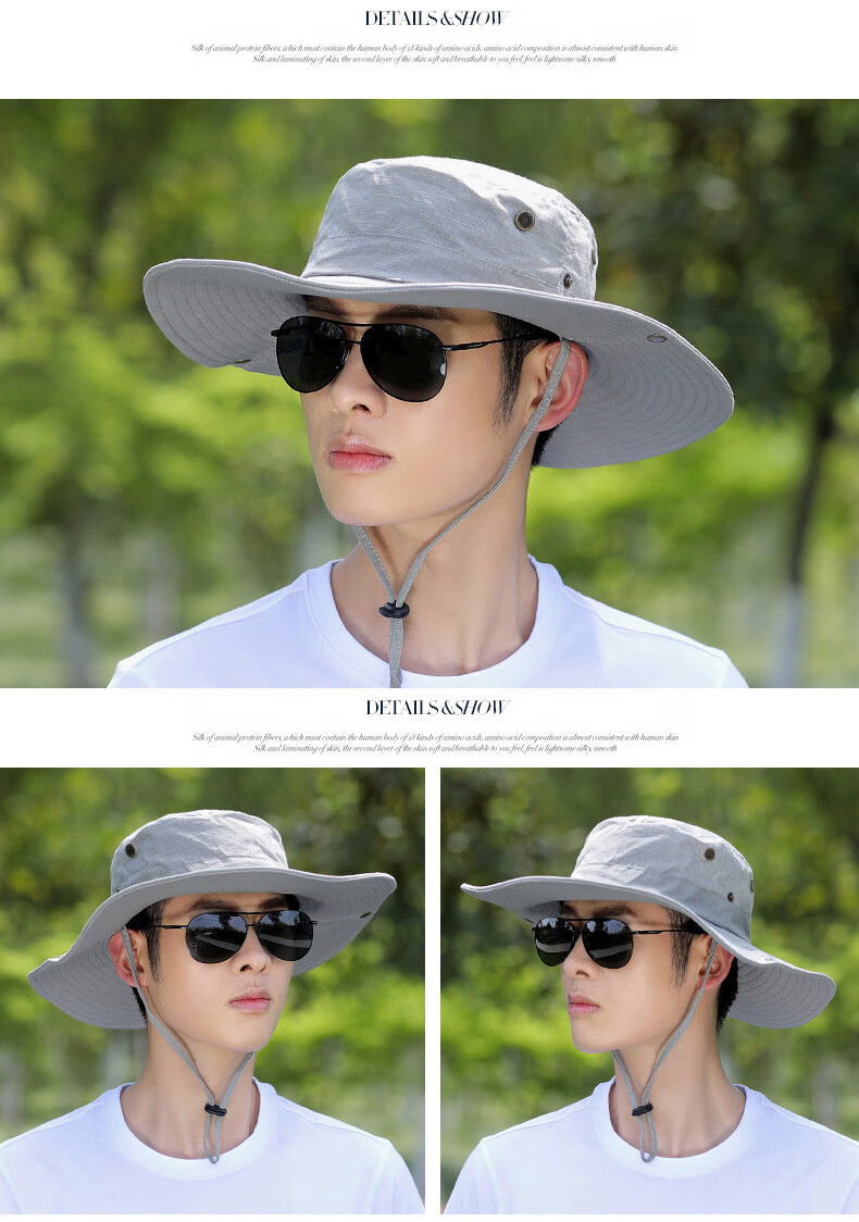 XUEXIMAN Men's Summer Fisherman Hat Fishing Sunshade Wide Brim Outdoor Mountaineering Sun Protection Cap for Men Cycling Travel 7