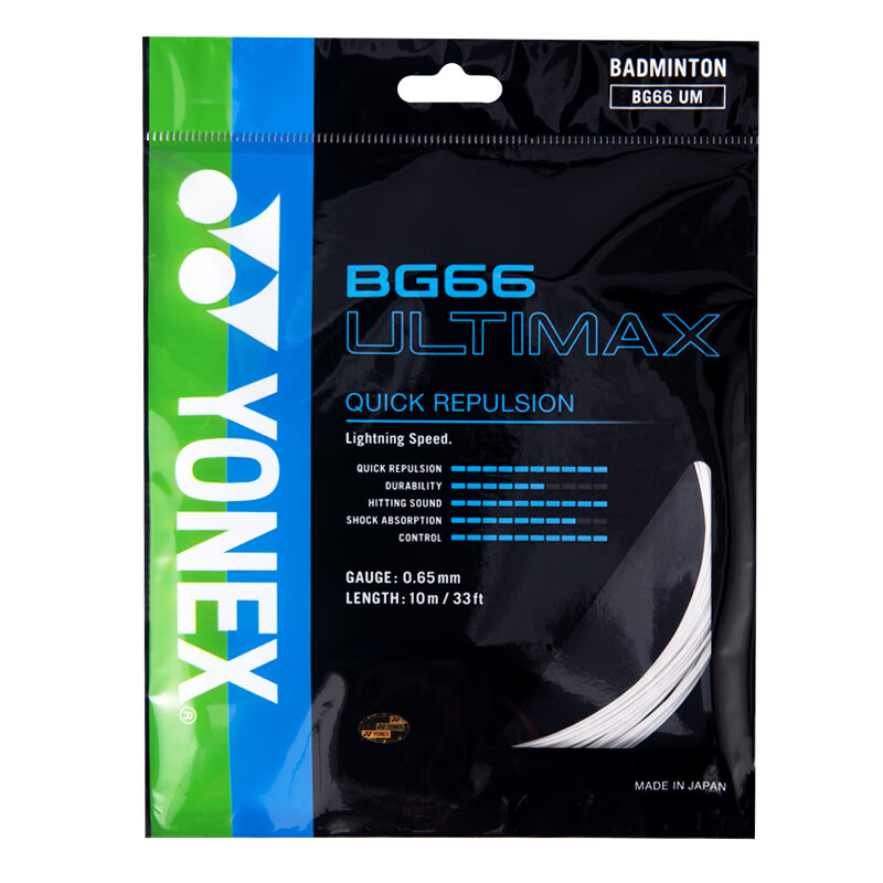 YONEX Badminton String, High Elasticity Type, for Competition Training, Precise Control, Sound-Enhancing, BG66UM-430, Metal White