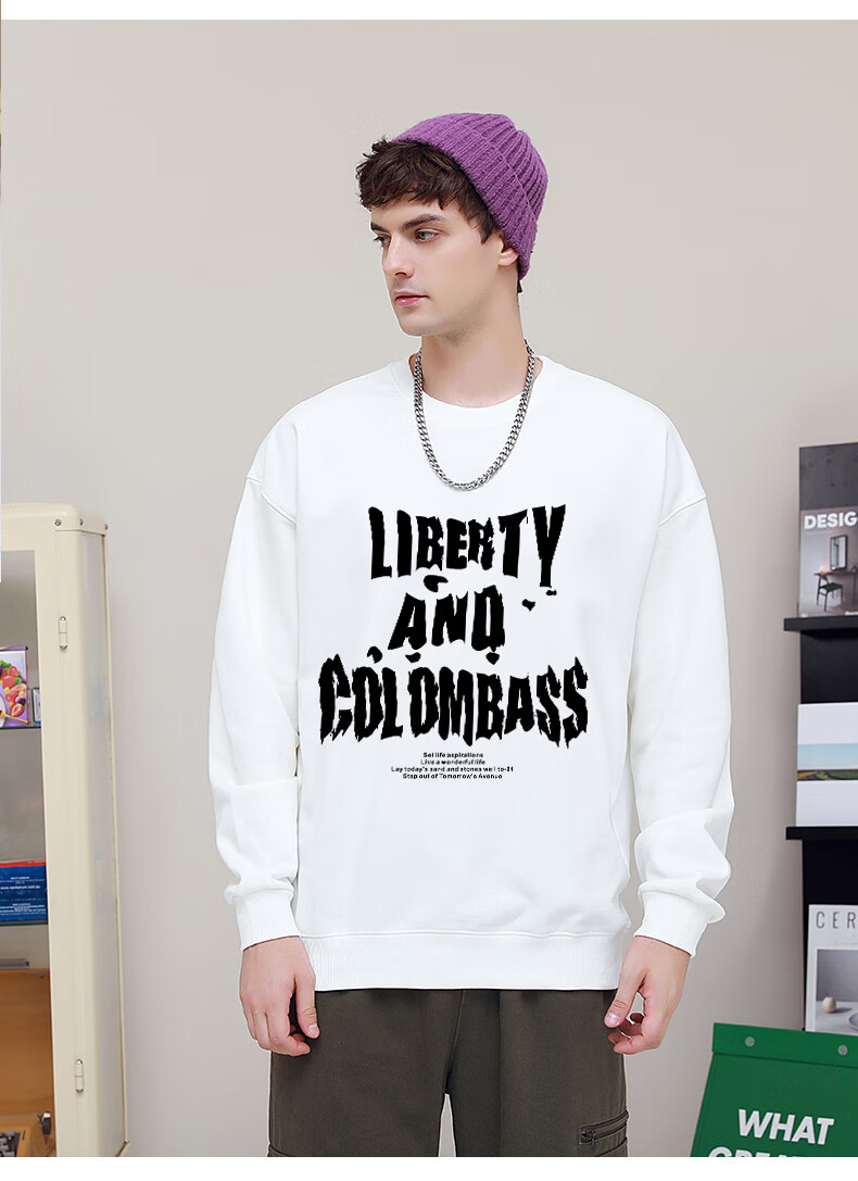 Colombass Heavyweight Pullover Crewneck Sweatshirt for Men And Women, Autumn And Winter Trendy Loose-Fit Hoodless Long-Sleeve Base Layer Trendy Jacket 3