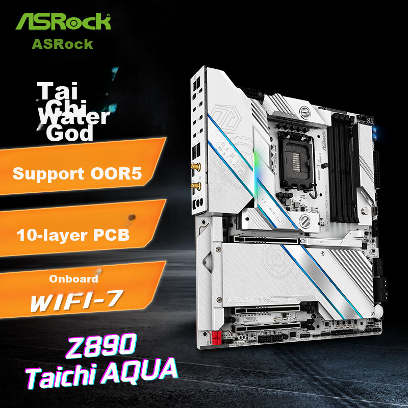 ASRock Z890 Taichi AQUA Motherboard Supports CPU 285K/270K/265K (Intel Z890/LGA 1851)