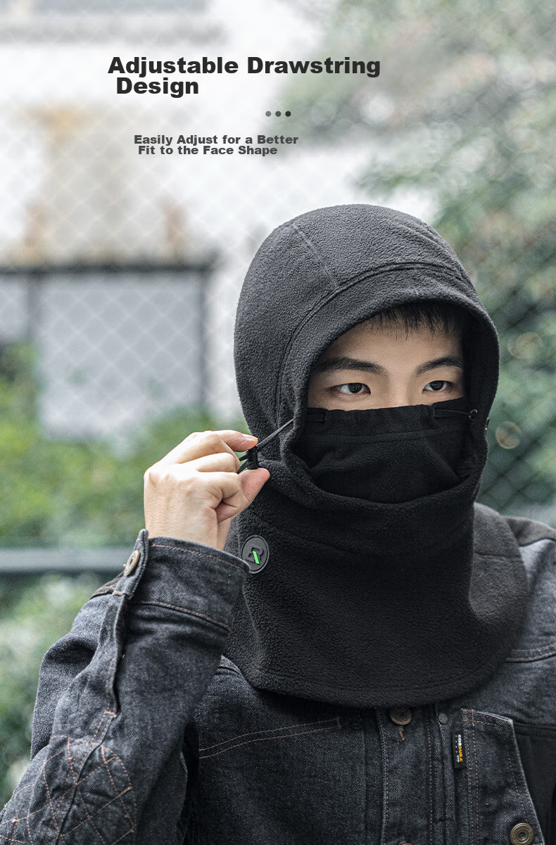 ROCKBROS Warm Face Mask, Cycling Balaclava, Bicycle And Electric Bike Outdoor Fleece Windproof Neck Gaiter, Winter Season, Black 13