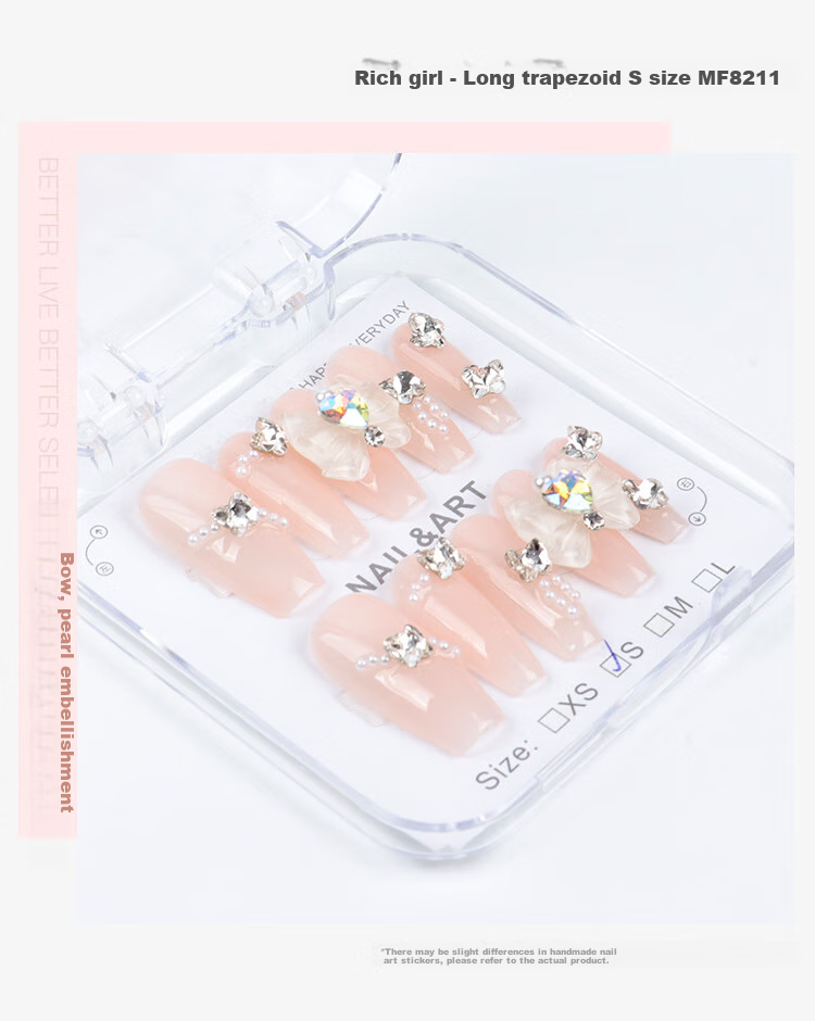 Meifuyu Nail Stickers, Handmade Wearable Nails (Yue Xiaoshan Tea Flower S Size), Long Nail Tips, Gift for Girlfriend, MF8213 12