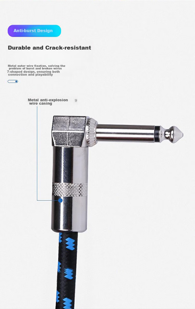 MOSEN MS-65P Guitar Audio 6.5mm Cable, Electric Guitar Bass Amplifier Cable, Noise Reduction Audio Cable, 3 Meters 7