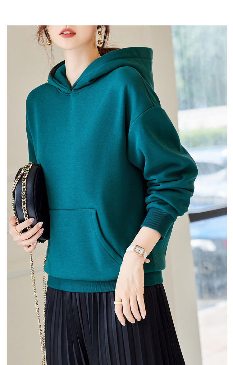 Dme [Hooded Commuter] Winter Fashion Fleece-Lined Drop Shoulder Long Sleeve Pocket Commuter Sweatshirt for Women, Linen Gray, M 18