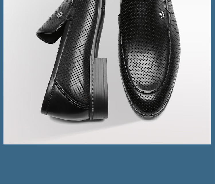 Goldlion Men's Loafers, Perforated Breathable Sandals, Business Casual Shoes G580420170AAD Black Size 41 4