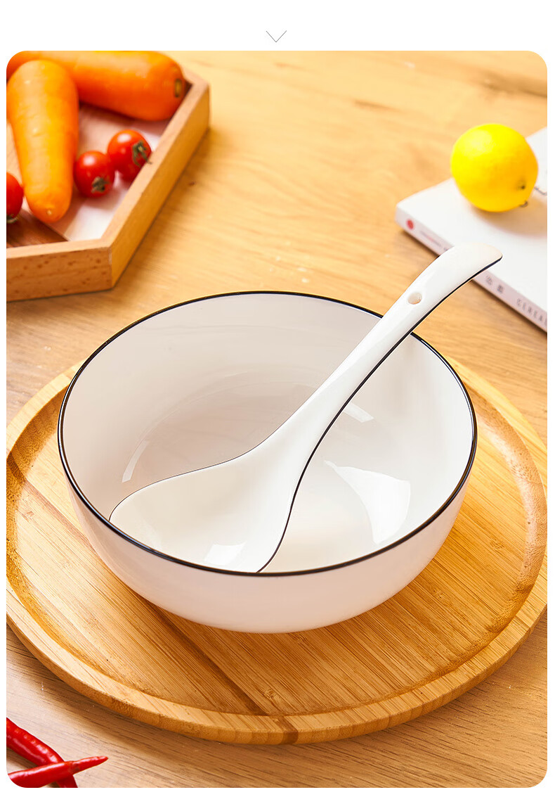 Youlaifu Ceramic Large Soup Ladle, Rice Spoon, Individual Serving Spoon, Hot Pot And Casserole Spoon, Porridge Spoon, Soup Ladle, Tablespoon, Extra Large Size 6