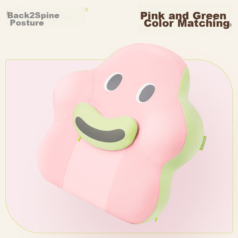 Back2 Ergonomic Lumbar Support Cushion, Office Back Support Pad, Car Seat Pillow, Waist Protector for Long Sitting, Pink